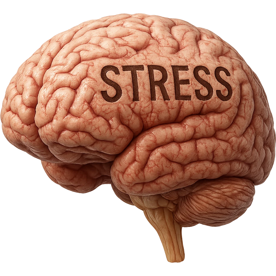 cervello umano anatomico con stress, iperrealistica 4k emoji