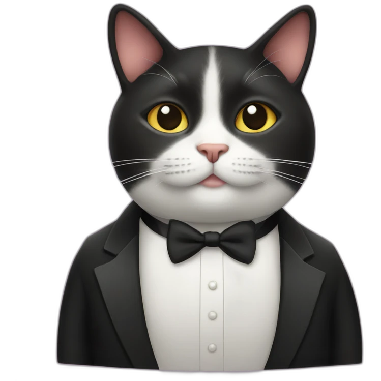 Fat cat with tuxedo emoji