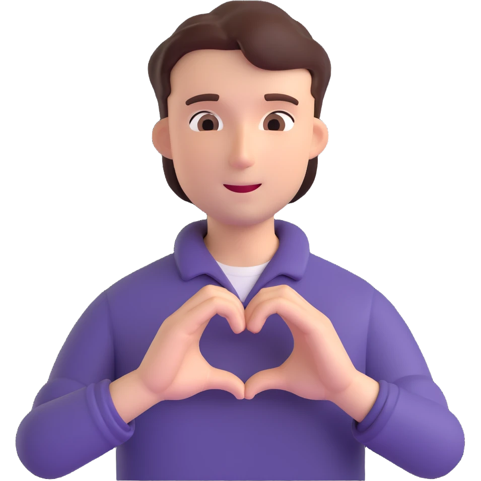 A man with heart shaped hands emoji