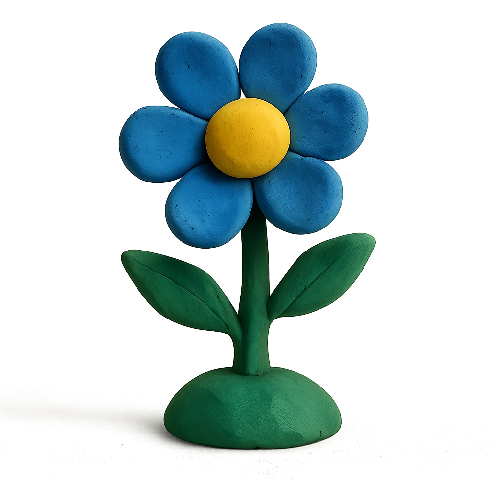 blue flower in claymation style emoji