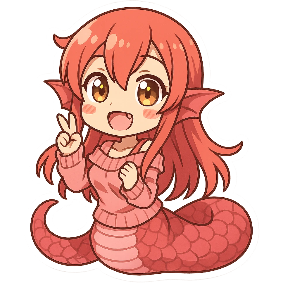 Miia from Monster Musume, chibi style, cute pose, bright colors emoji