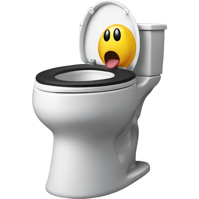 toilet with symbiote suit on and tongue coming out of mouth made from the lid and seat emoji