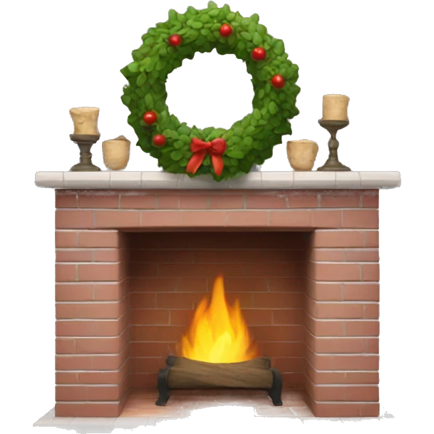Brick Fireplace with wreath  emoji