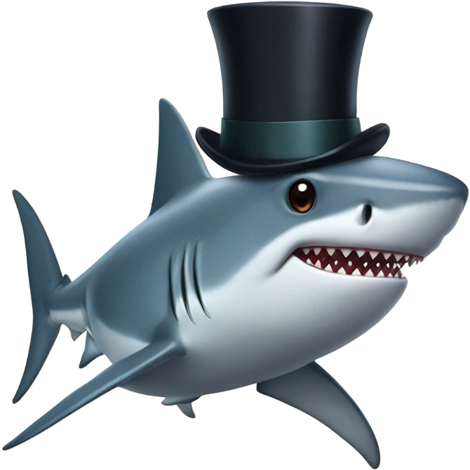 Shark with a top hat emoji