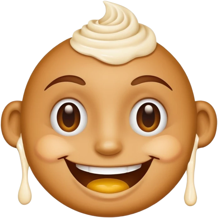 a smiley face with cream on the face emoji