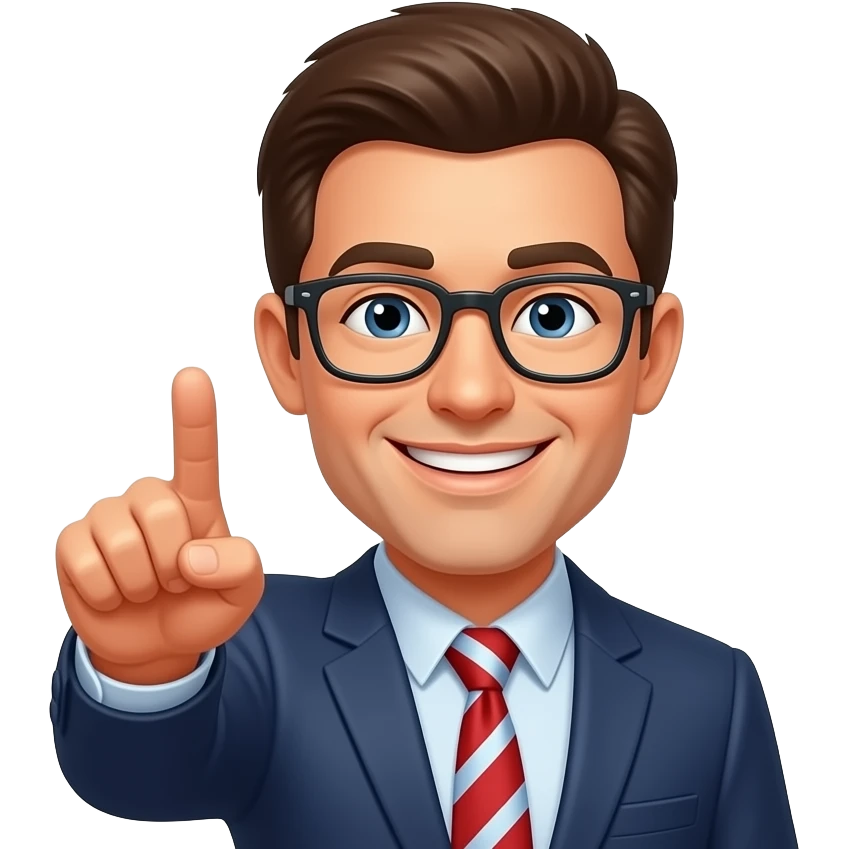 A smiling man pointing at the camera with the words ‘YOU’RE WELCOME!’ Overhead emoji