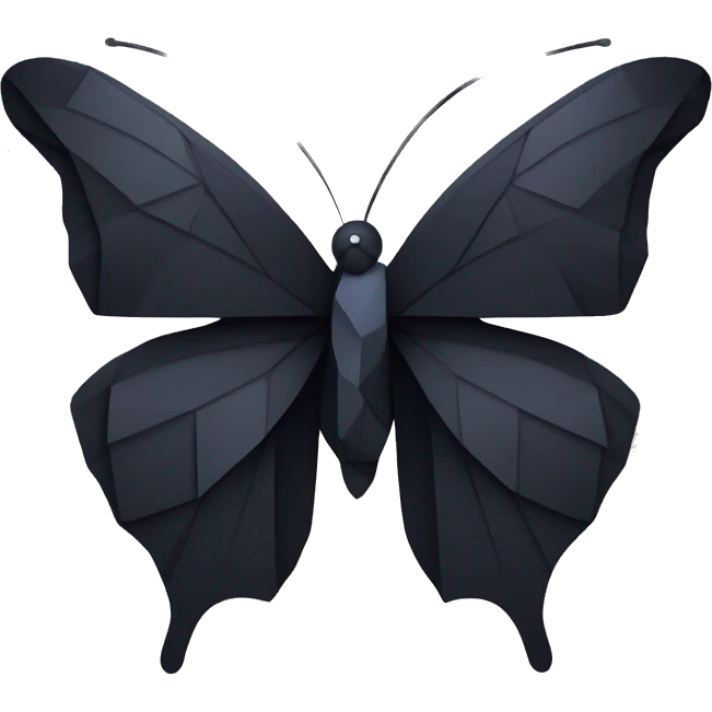 black butterfly in geometric style. wings consist of polygons emoji