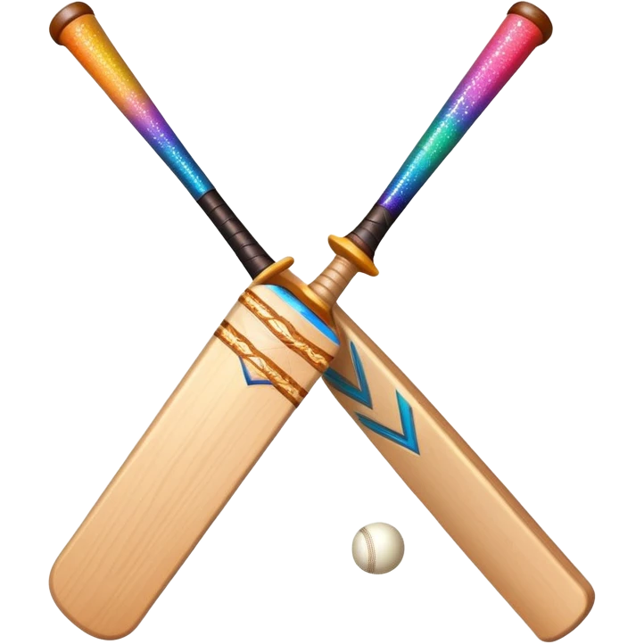 cricket bat and ball with sparkles emoji