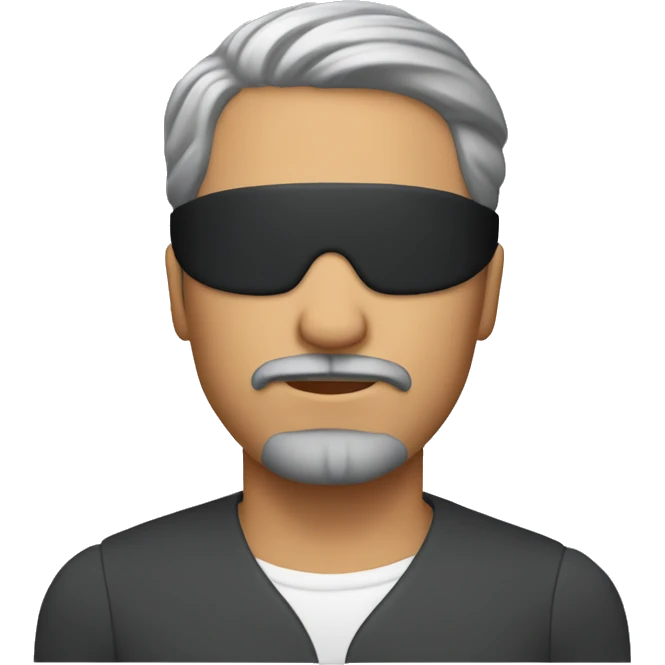Man with dark gray hair and goatee blindfolded emoji