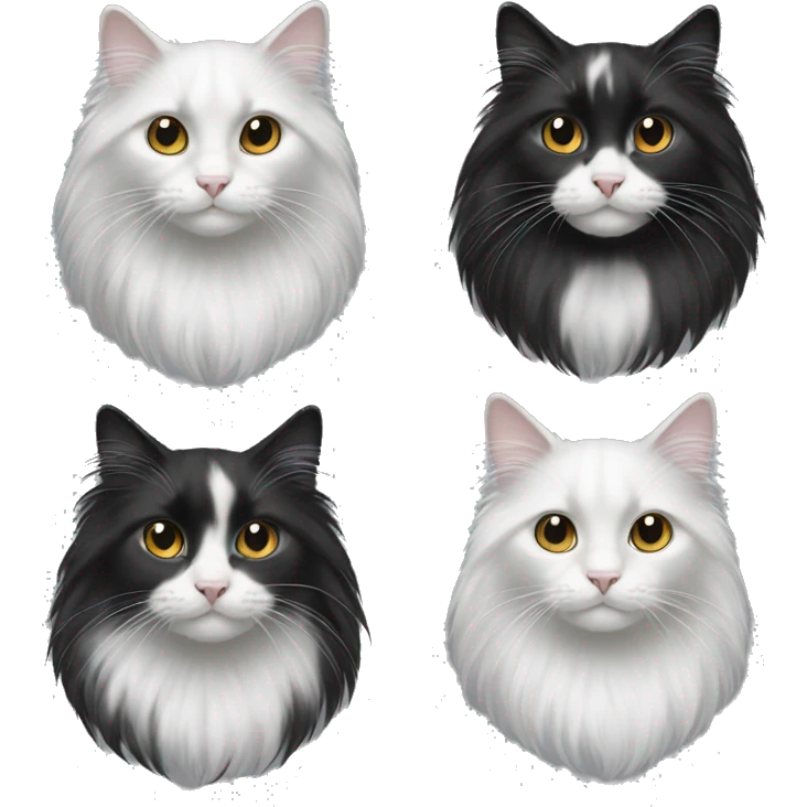 black and white cat long haired emoji