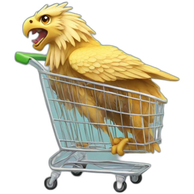 A gryphon in a shoppingcart emoji