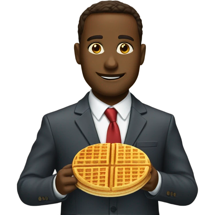 Waffle wearing a suit emoji