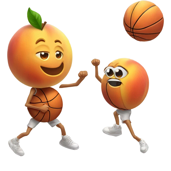 Two Humanoid peaches playing basketball  emoji