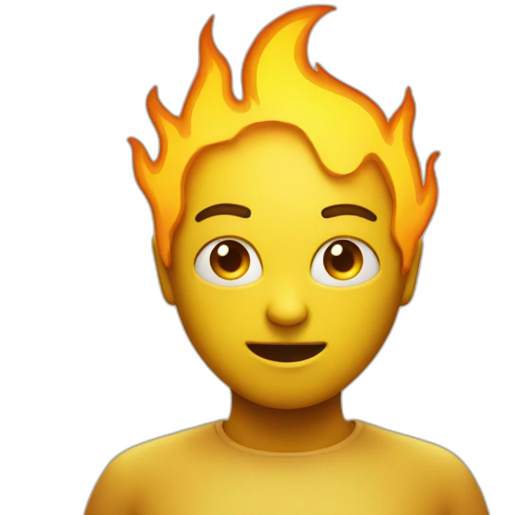 calm yellow emoji with a head on fire emoji