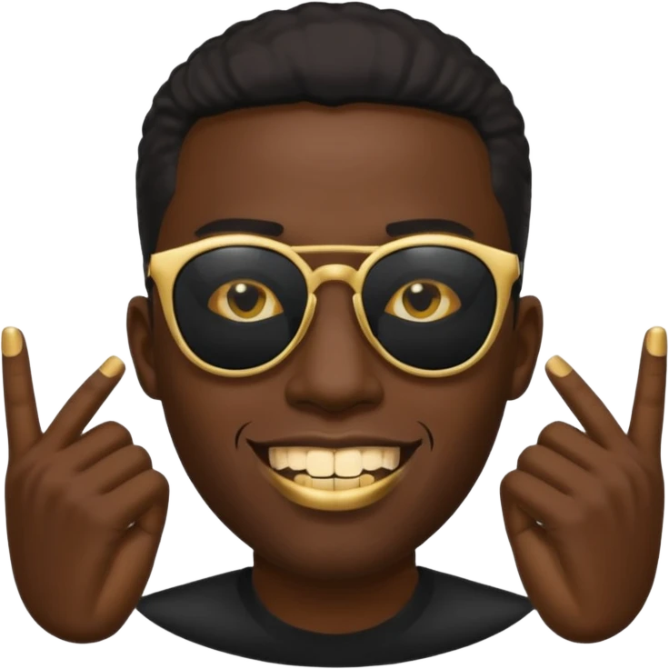Black man with golds in mouth and black sun glasses emoji