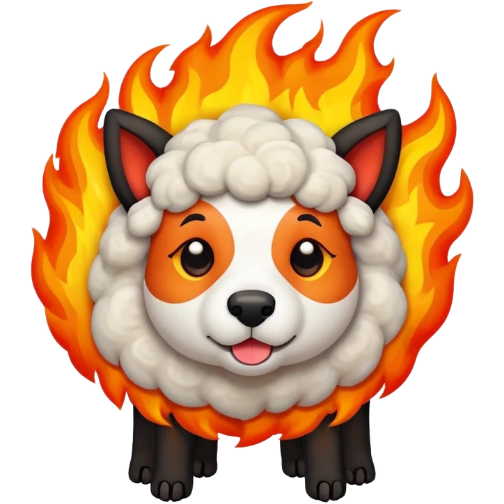 fire dog eating sheep emoji
