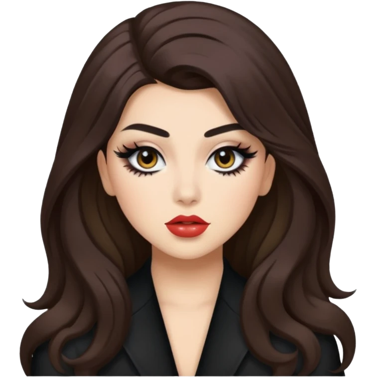 Charly xcx with long hair and full glam makeup emoji