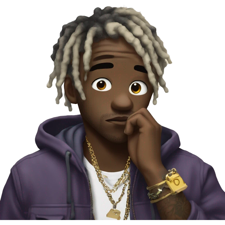 Lil uzi vert thoughtful with his hand on his chin emoji