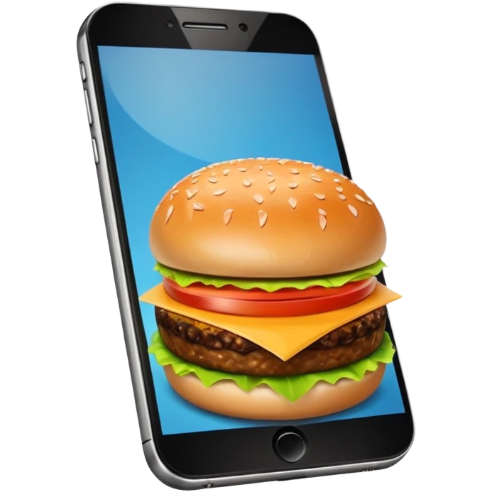 a phone that has a picture of a hamburguer in the frames of the phone not outside emoji