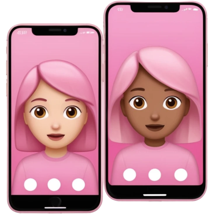 pink video call between 2 people on different phone emoji