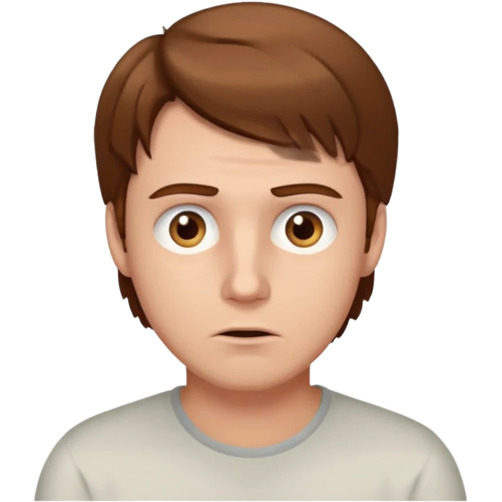 White guy confused face hazel eyes and brown hair emoji