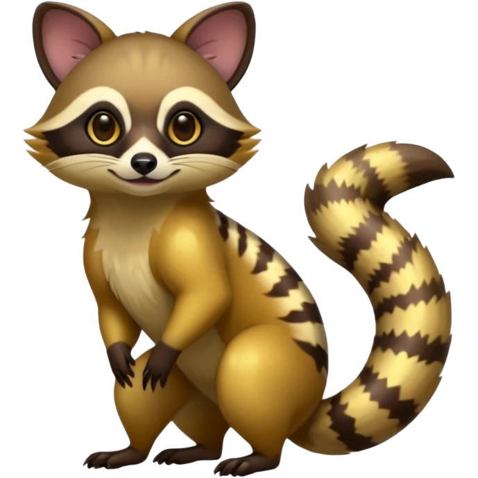 Colorful neon-colored tropical exotic shiny beautiful fantasy-Cacomistle-tanuki-genet-oncilla-animal-Fakémon-hybrid (full body) emoji