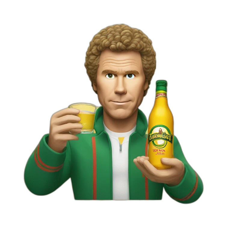 Will Ferrell with a bottle of buckfast emoji