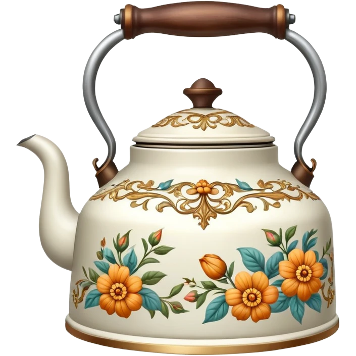 Vintage kettle with flowe design emoji
