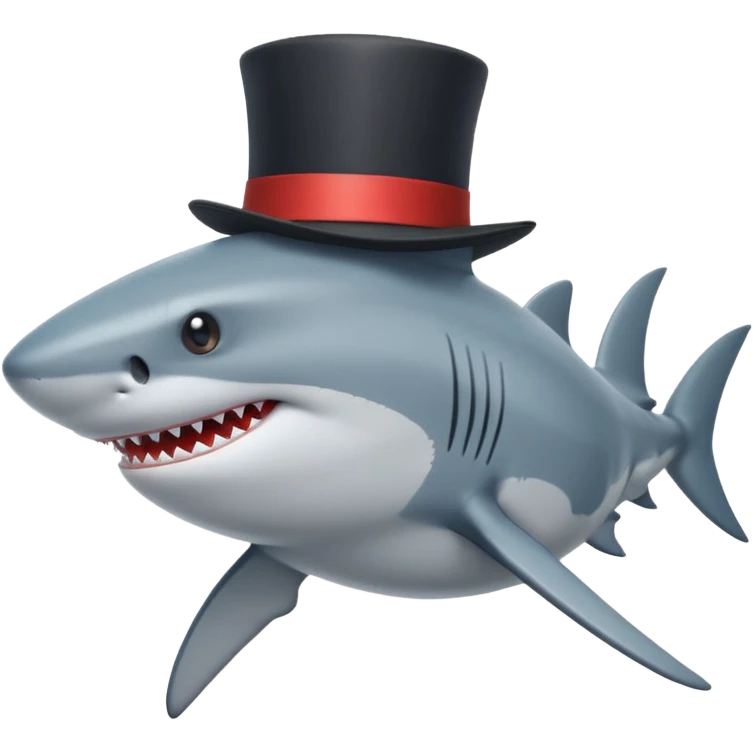 Shark with a top hat emoji