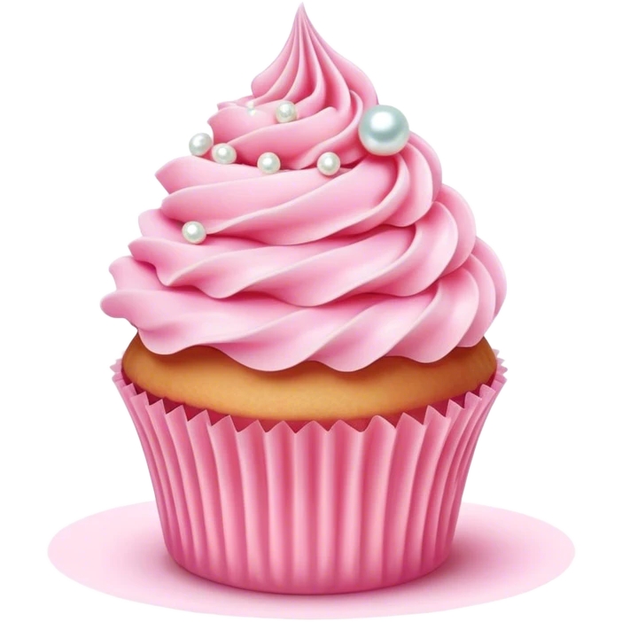 Cinematic Realistic Pink Cupcakes, fluffy pastel pink frosting swirled elegantly on top of golden cupcakes, tiny edible pearls adding a delicate touch, soft warm lighting creating a dreamy atmosphere, glowing with sweetness and charm. emoji