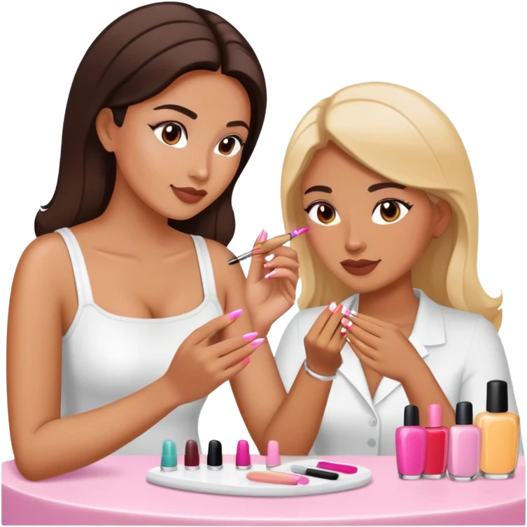 woman doing a manicure to another woman emoji