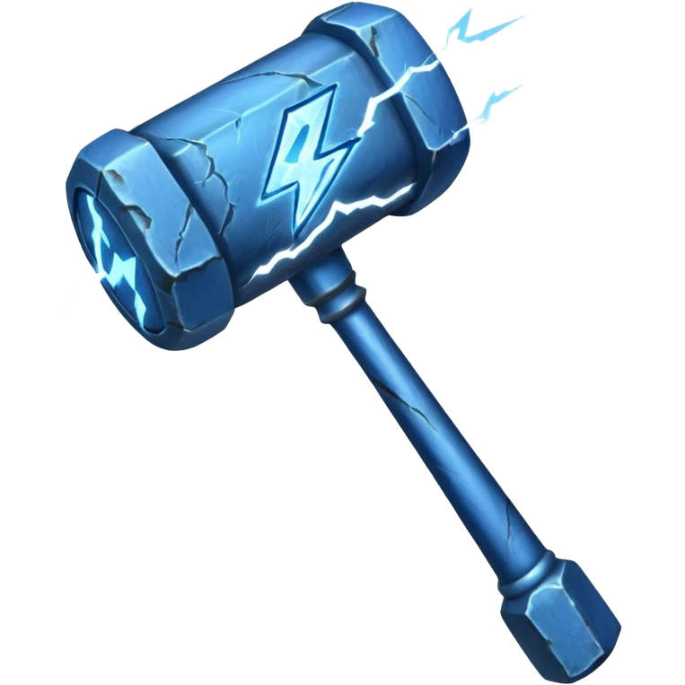 Short, heavy hammer with runes glowing blue, lightning crackling around it. emoji