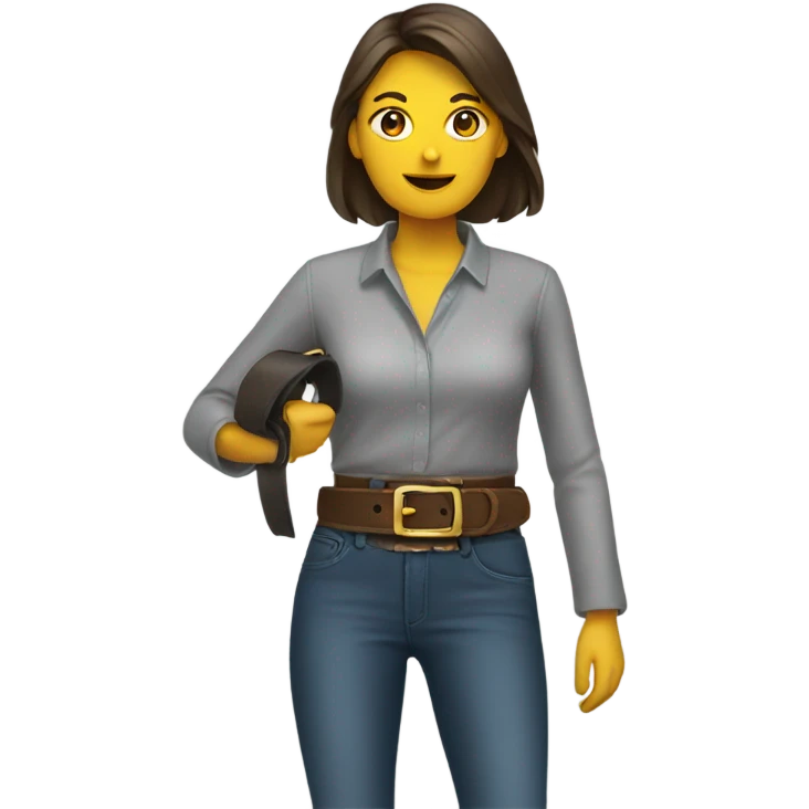 Woman holding belt emoji