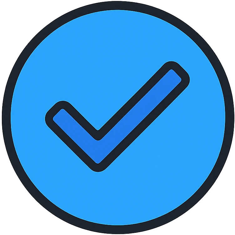 blue tick icon, simple, modern, suitable for verification badge emoji