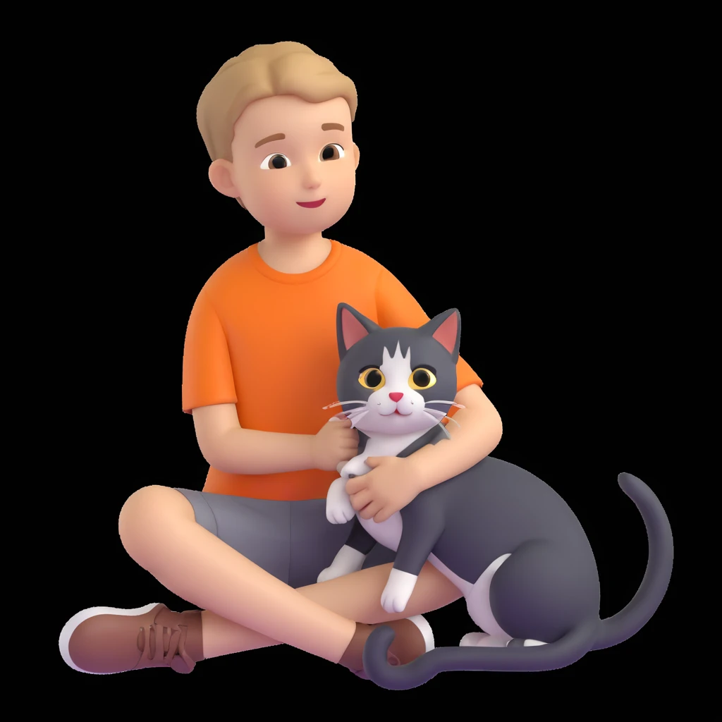 boy and cat pet emoji