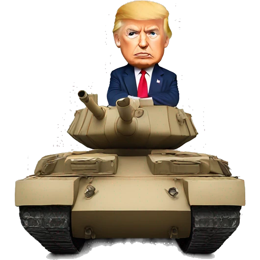 Trump on top of a tank emoji