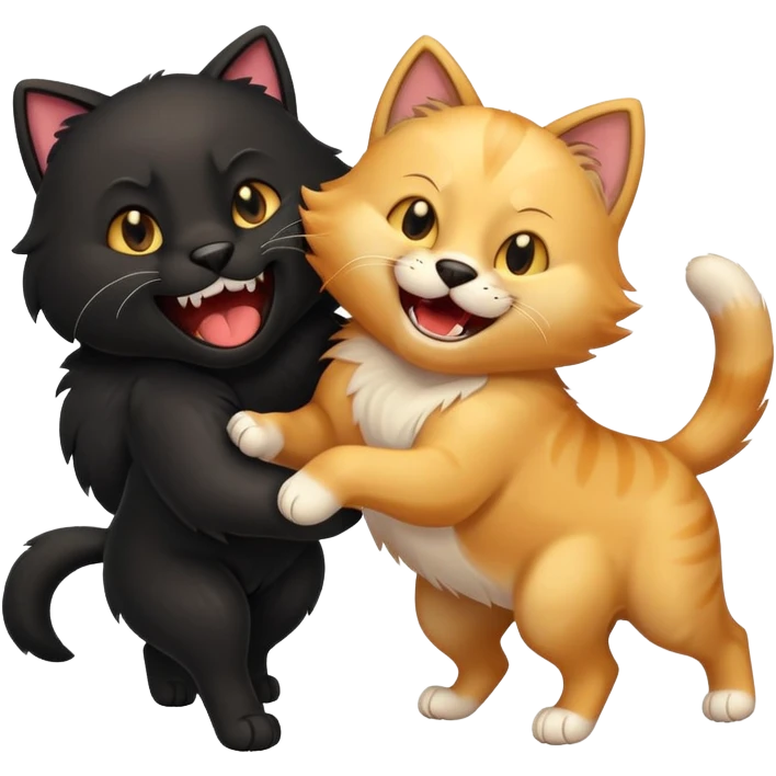 Happy dog fights angry cat emoji