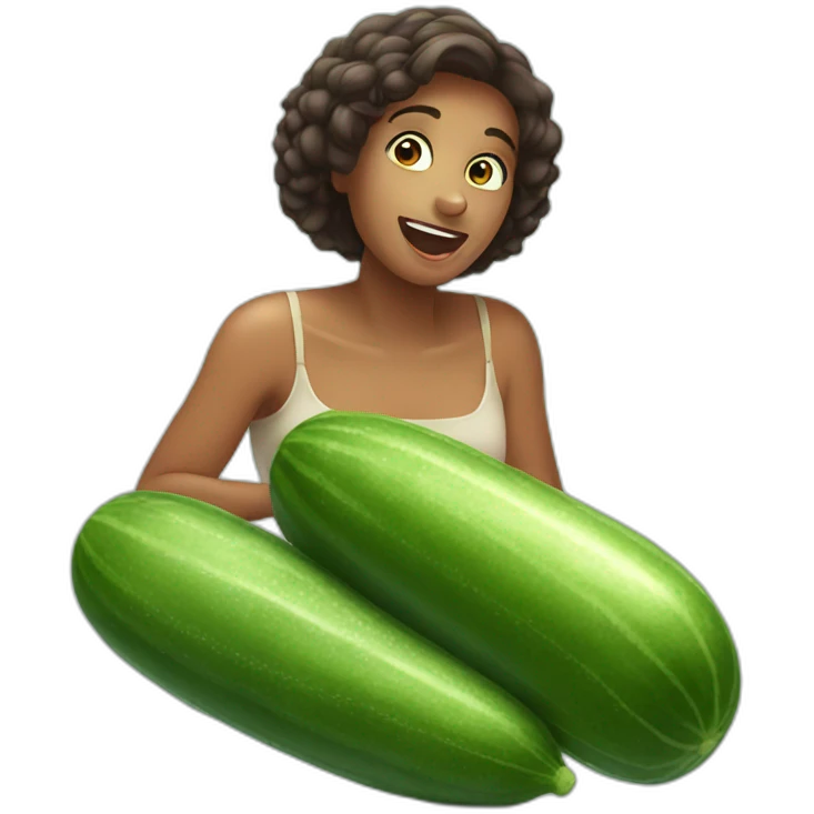 woman drooling over an enormous cucumber emoji