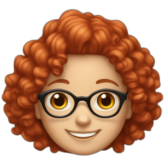 caucasian girl with a big smile  with  red curly girl and glasses emoji