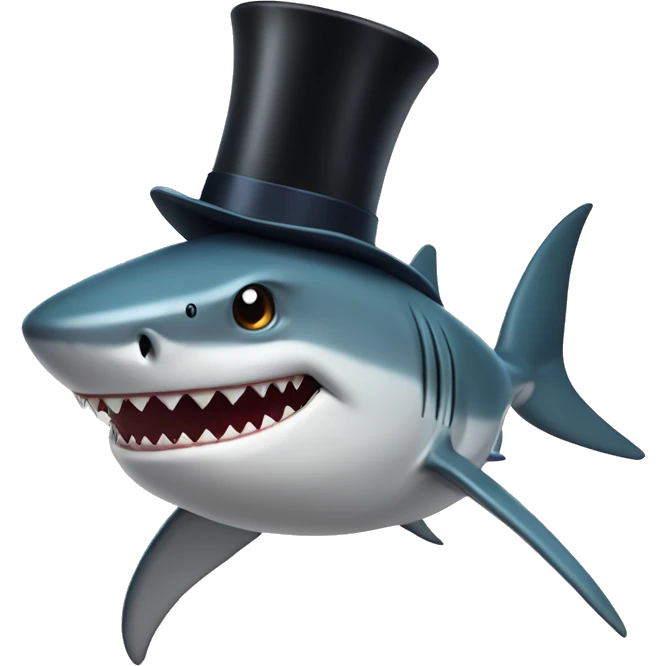Shark with a top hat emoji