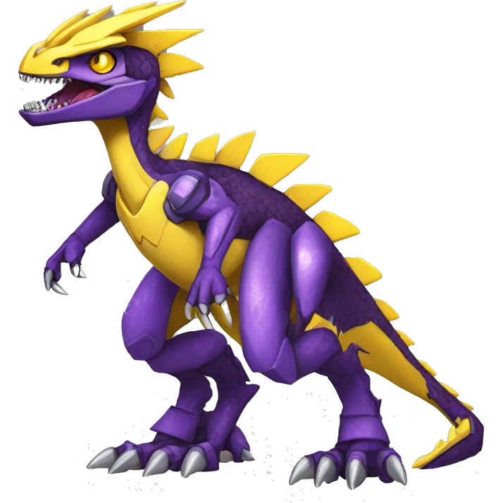  Cool Edgy Purple Yellow Digimon-Fakemon-Velociraptor-Dragon-Mecha full body emoji