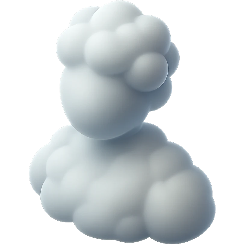 person made entirely of convex fluffy clouds, shoulder up emoji
