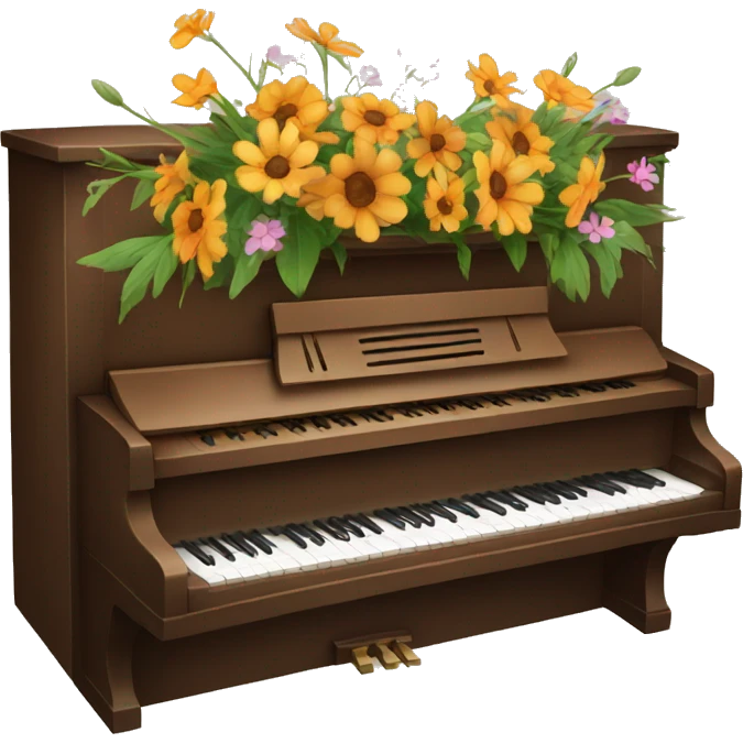Brown piano with flowers on it  emoji