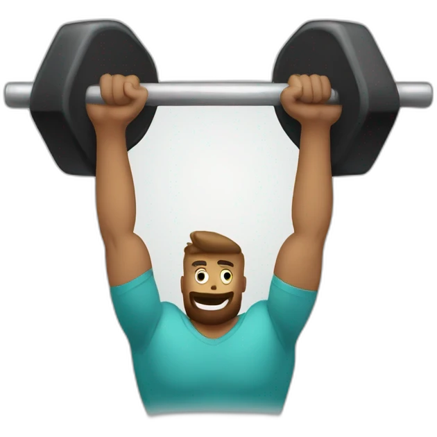 A hand holding a gym weight emoji