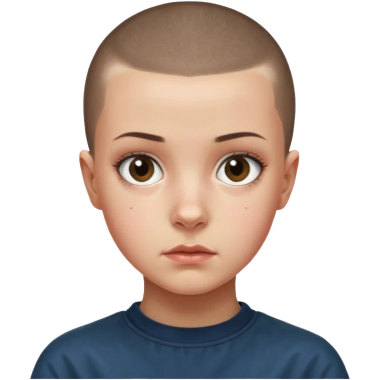 Eleven from stranger things with a buzz cut emoji