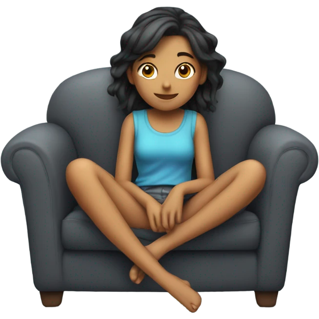 A girl with her elves on the couch ￼ emoji
