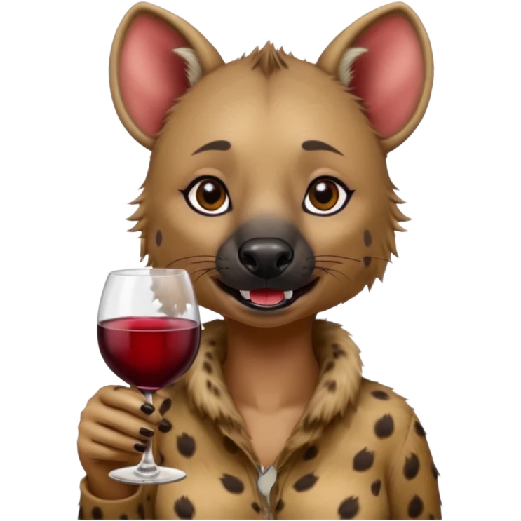female hyena with glass of wine emoji