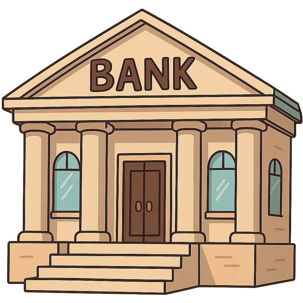 flat toon style bank building emoji