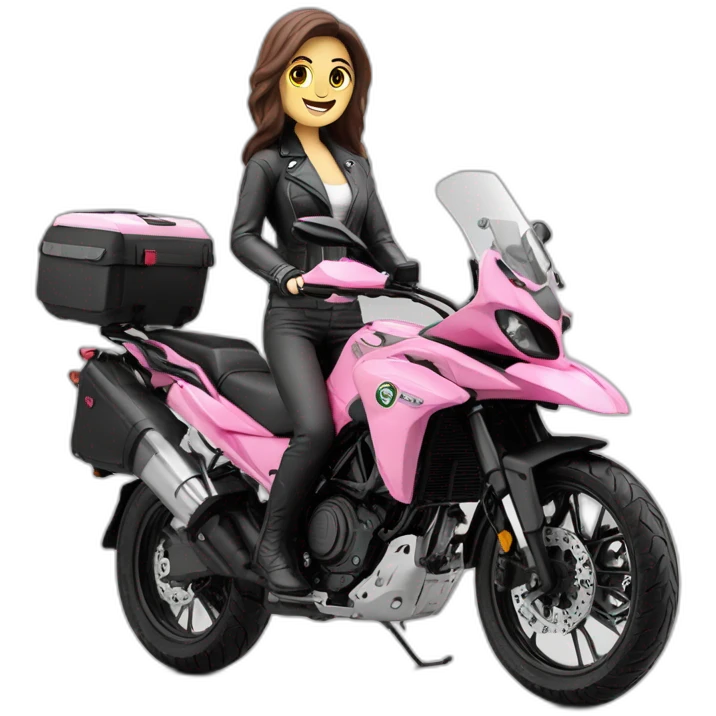 Moto benelli trk 502X color rosa con mujer gordita m emoji