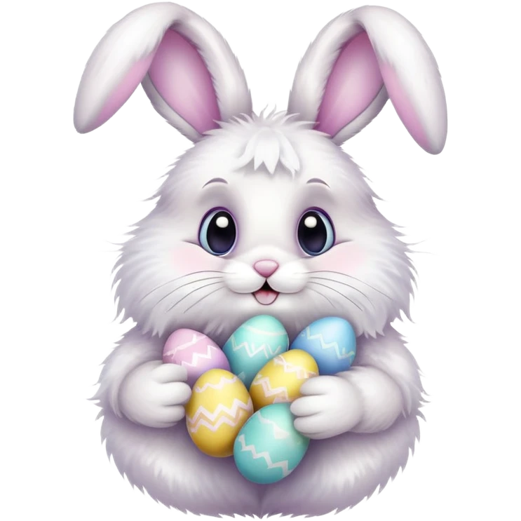 Easter bunny with colorful eggs emoji